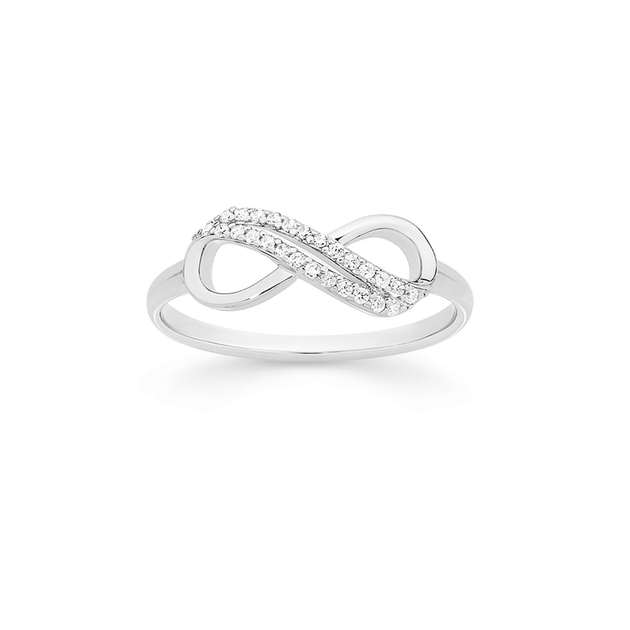 Infinity Ring Riq Silver Cz Double Infinity Ring Size Q in Clear | Prouds