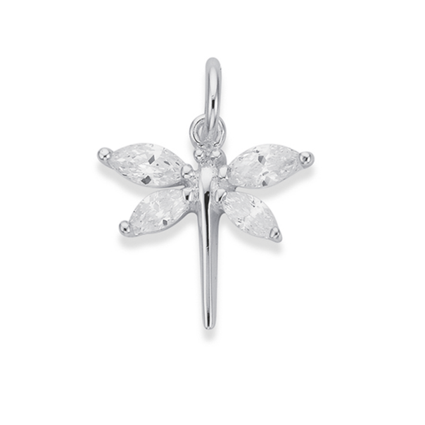 Silver CZ Dragonfly Charm