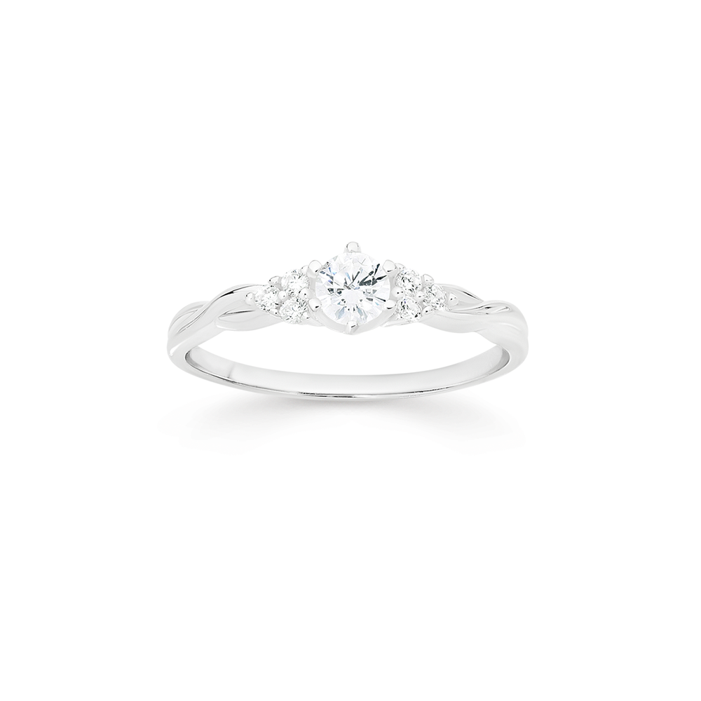 Silver Cz Fine Dress Ring Size R in Clear Prouds