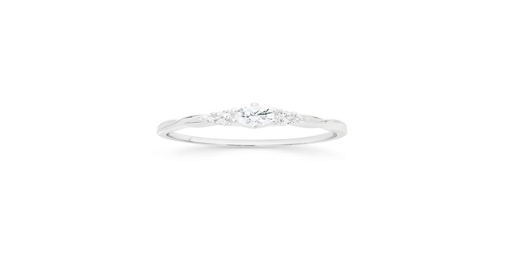 Silver Cz Fine Dress Ring Size R in Clear | Prouds