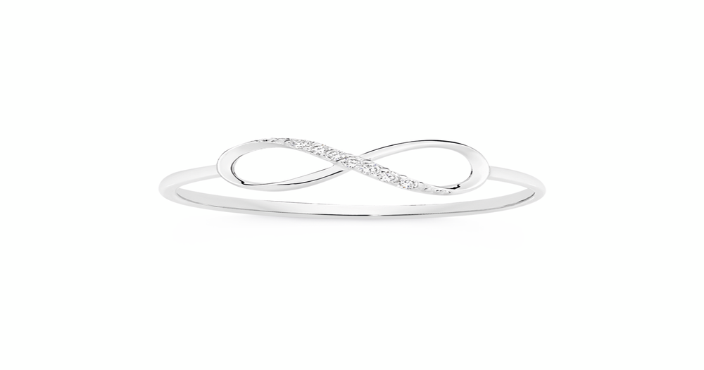 Silver Cz Fine Infinity Ring Size R in Clear | Prouds