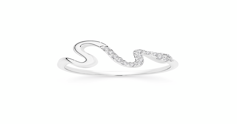 Silver Cz Fine Snake Ring Size R in Clear | Prouds