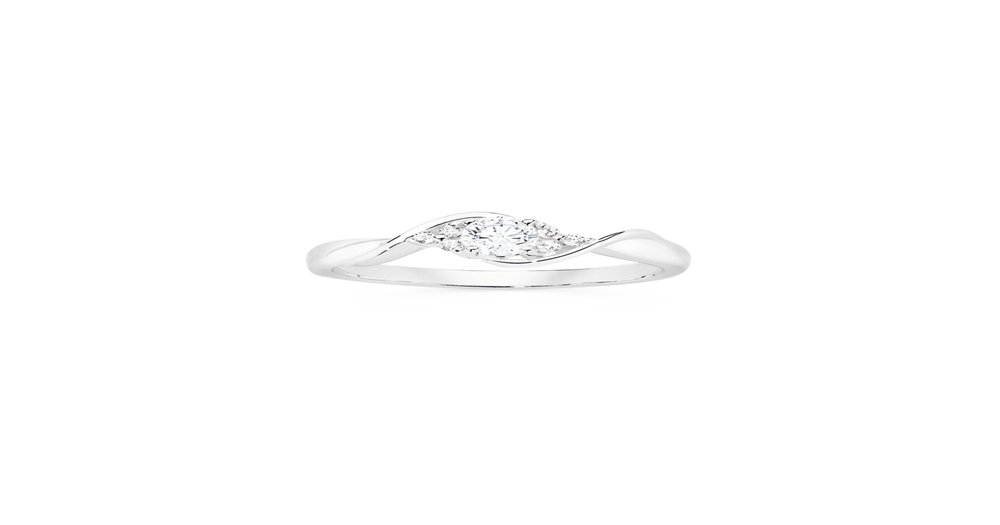 Silver Cz Fine Twist Cluster Ring Size N in Clear | Prouds