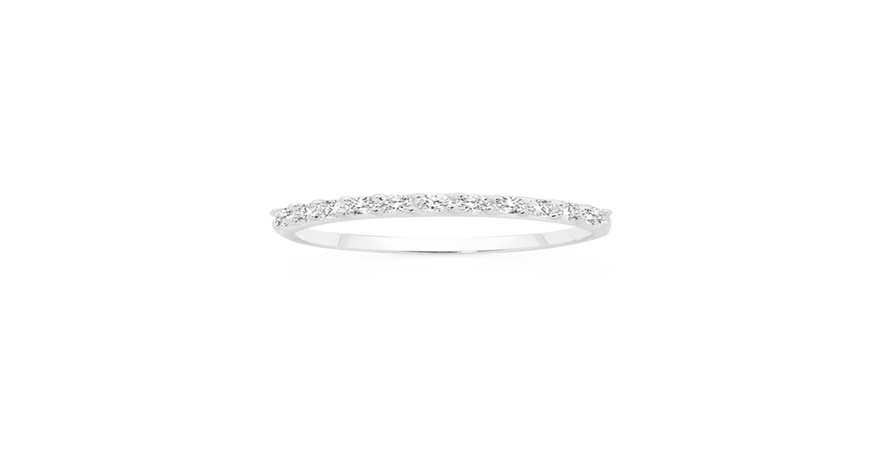 Silver Cz Half-eternity Ring Size R in Clear | Prouds