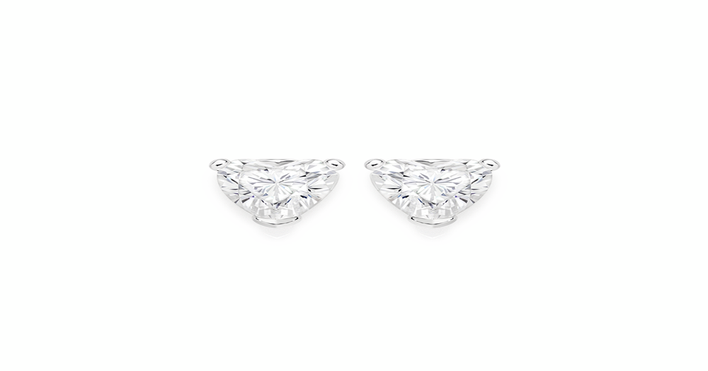Silver Cz Heart Stud Earrings in Clear | Prouds