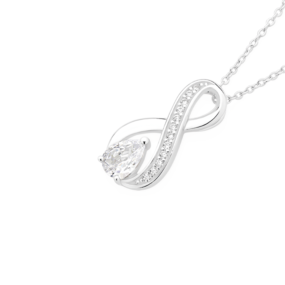 Diamond White Gold Celtic Trinity Knot Infinity Necklace