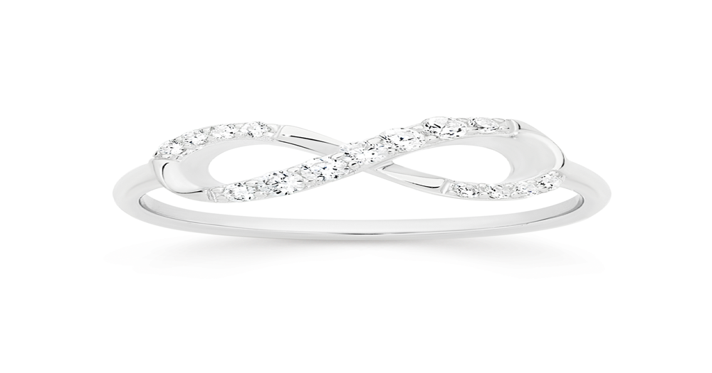 Silver Cz Infinity Ring in White | Prouds