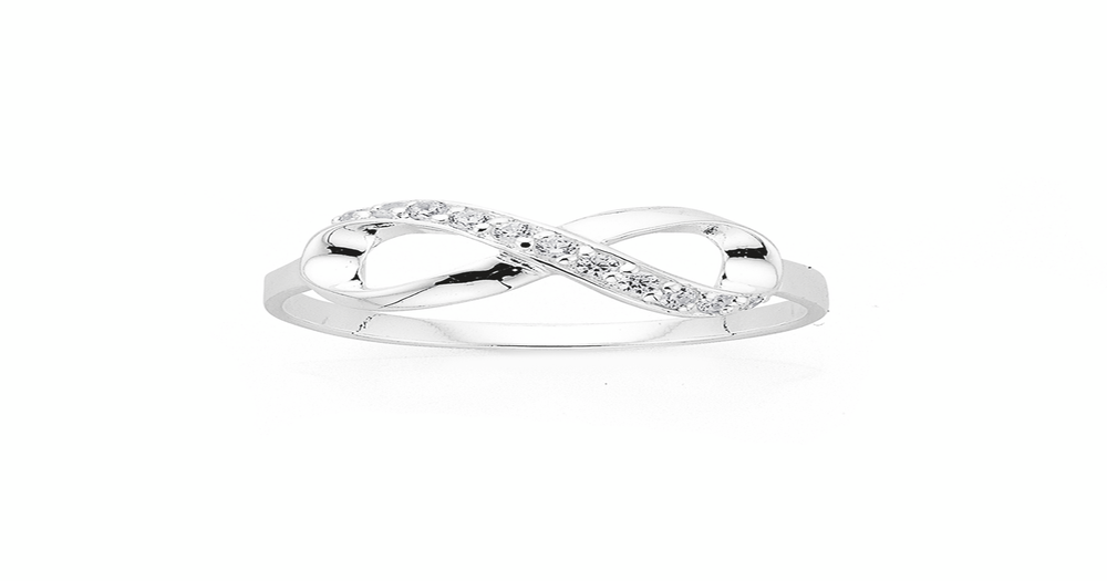 Silver Cz Infinity Ring Size Q in Clear | Prouds