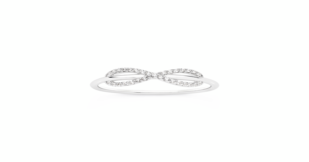 Silver Cz Infinity Ring Size Q in Clear | Prouds