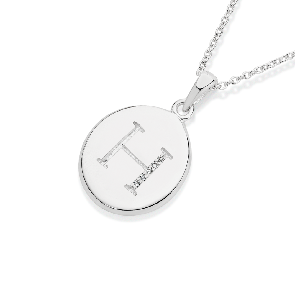 Letter h online necklace silver