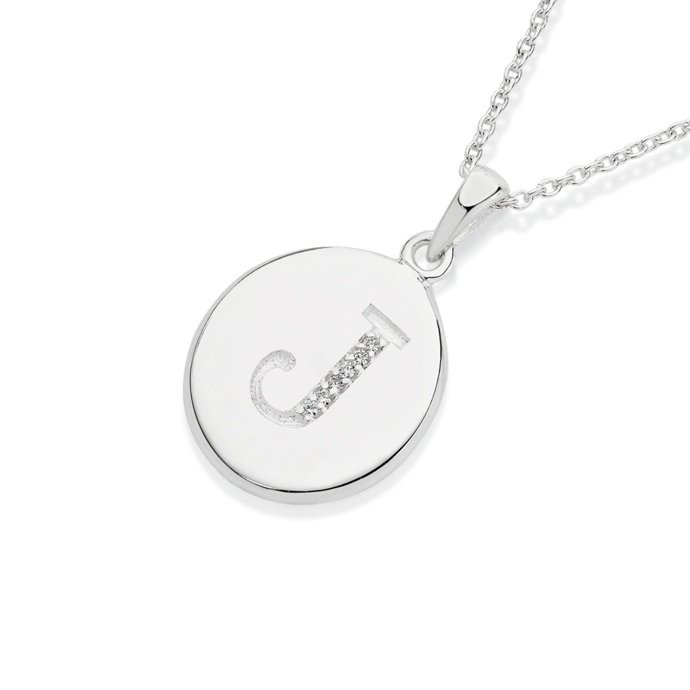 J initial necklace shop silver