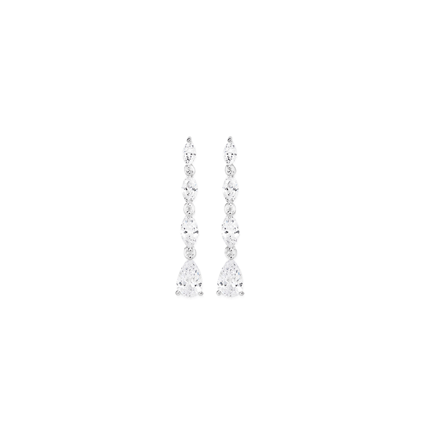 Silver CZ Marquise & Pear Earrings