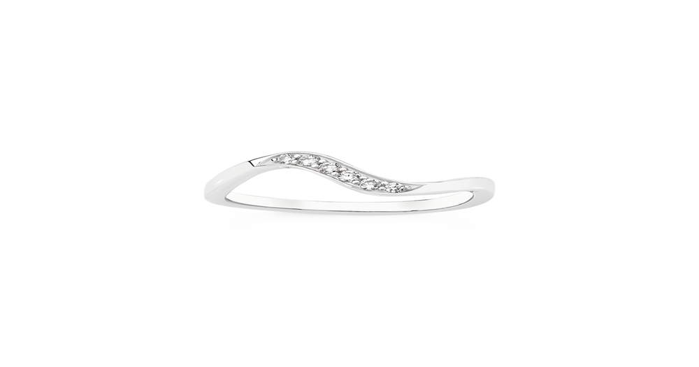 Silver Cz Ripple Top Ring Size R in Clear | Prouds