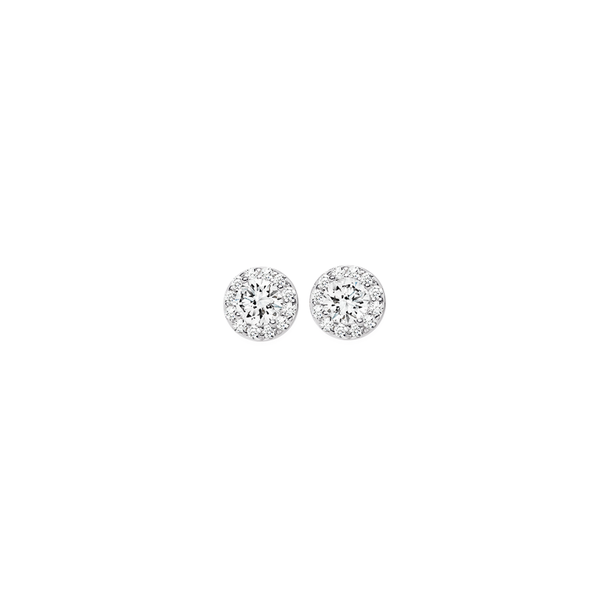 Silver CZ Round Cluster Stud Earrings