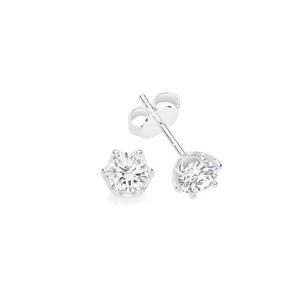 SILVER CZ ROUND STUD EARRINGS