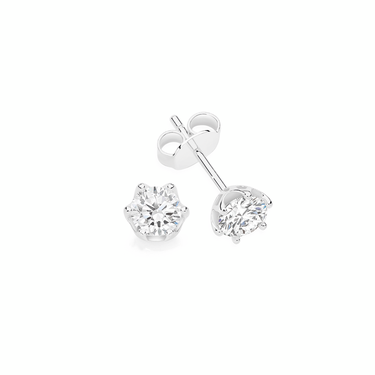 SILVER CZ ROUND STUD EARRINGS