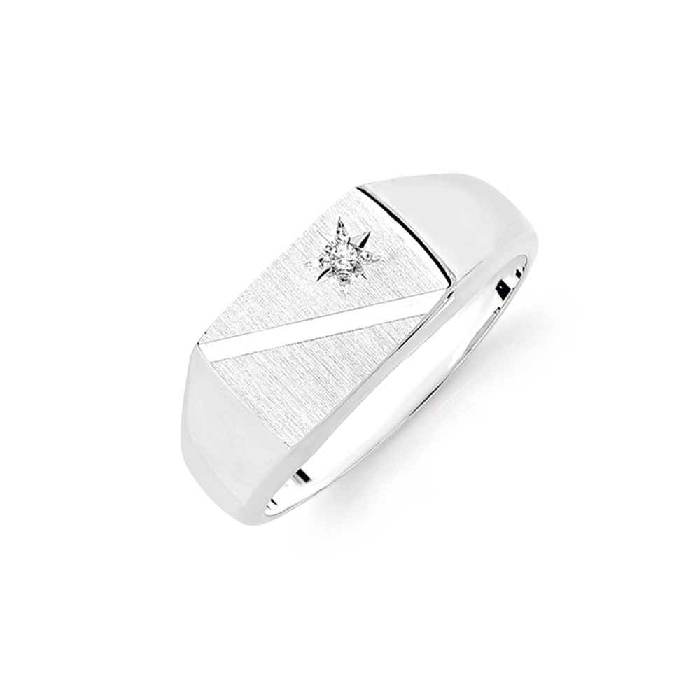Mens silver sales cz rings