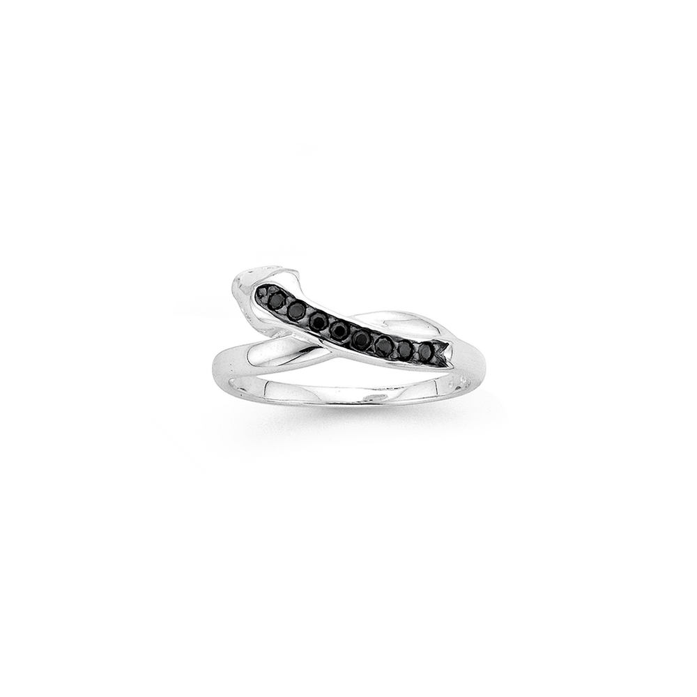 Silver Cz Snake Ring Size O in Black | Prouds
