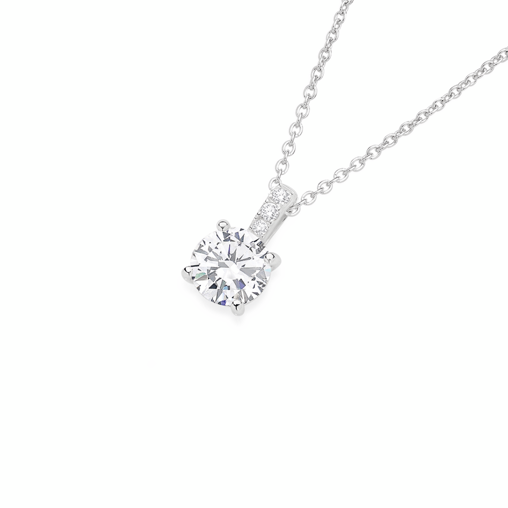 SILVER CZ SOLITAIRE PENDANT