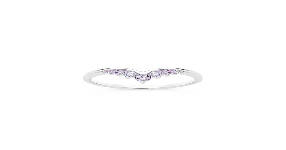 Silver Cz Tiara Ring Size R in Purple | Prouds