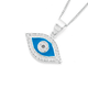 Silver CZ W/Enamel Evil Eye Pendant