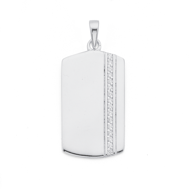 Silver Dogtag with CZ