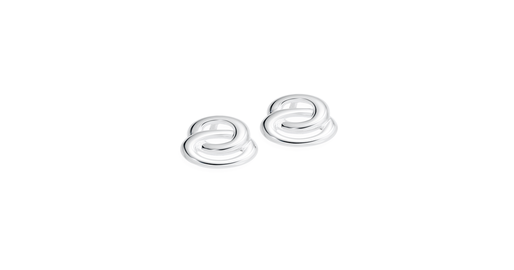 Silver Double Circle Stud Earrings Prouds