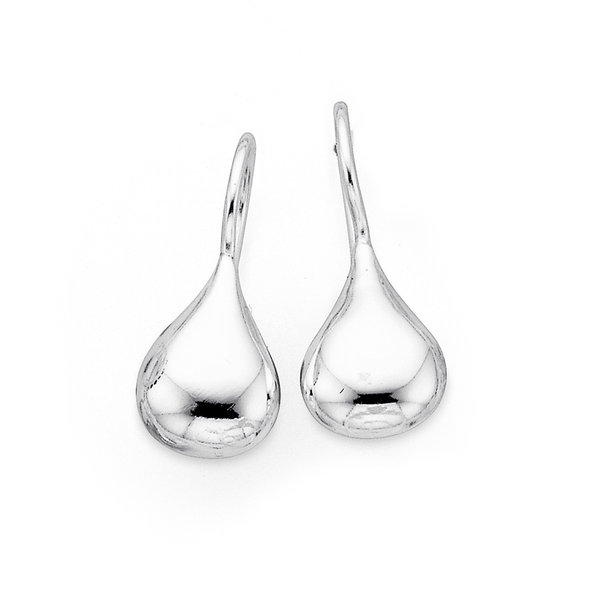 Silver Droplet Hook Earrings