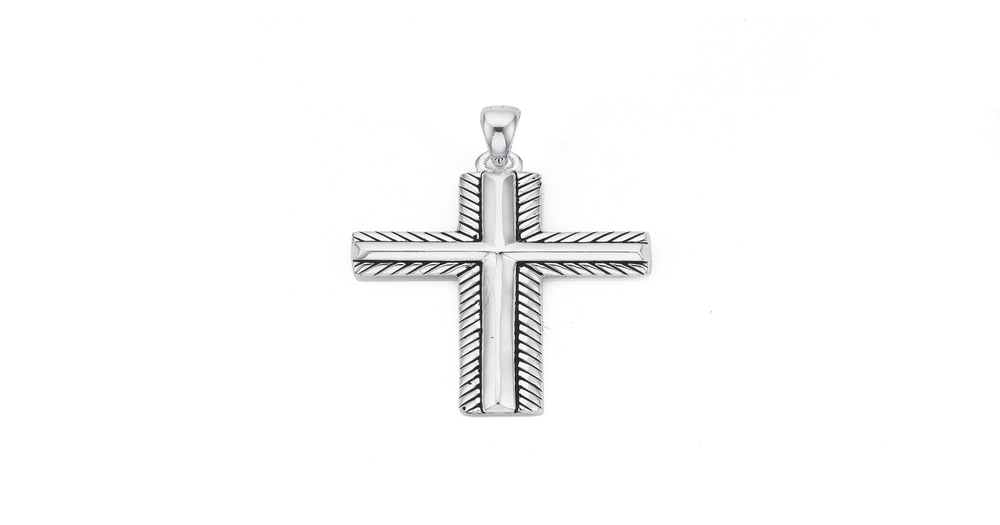 Silver Edge Cross Pendant Prouds