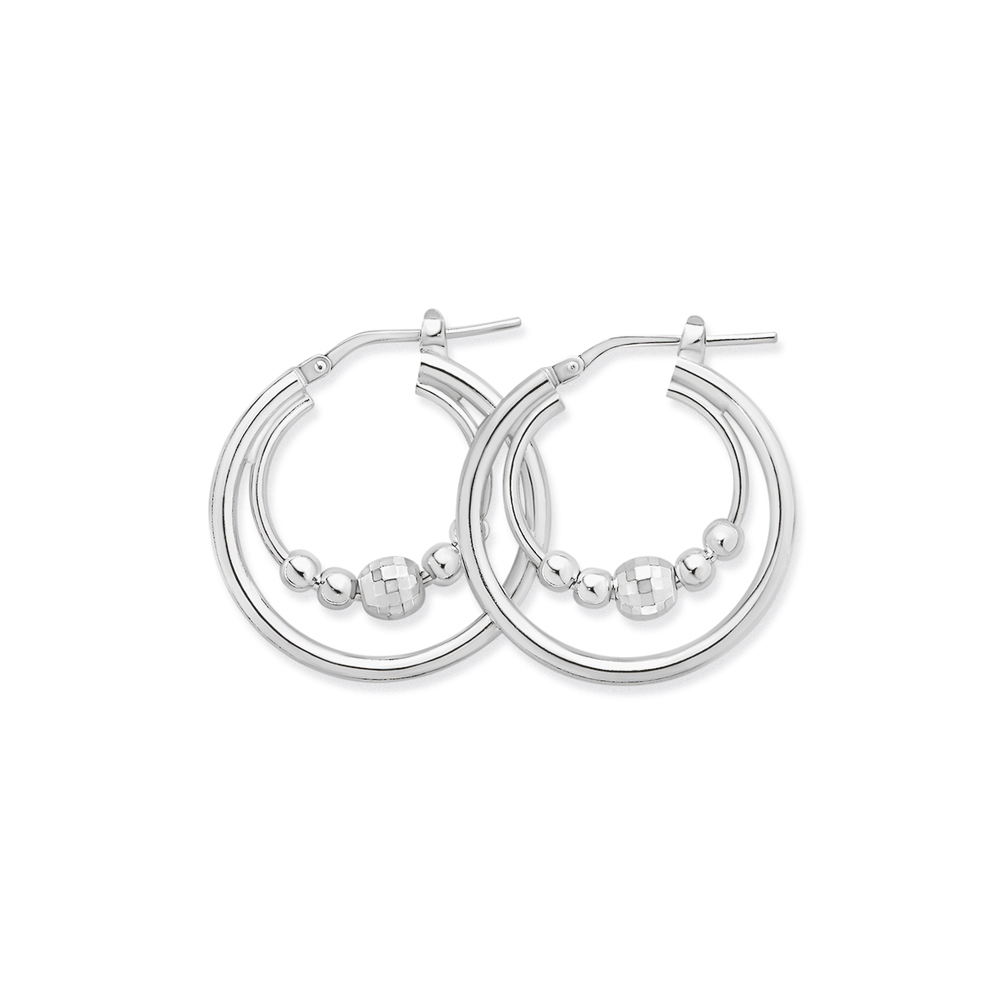 Sterling Silver Hoop Earrings Silver Earrings Prouds Silver Facet - Main Image