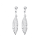 Silver Feather Stud Drop Earrings