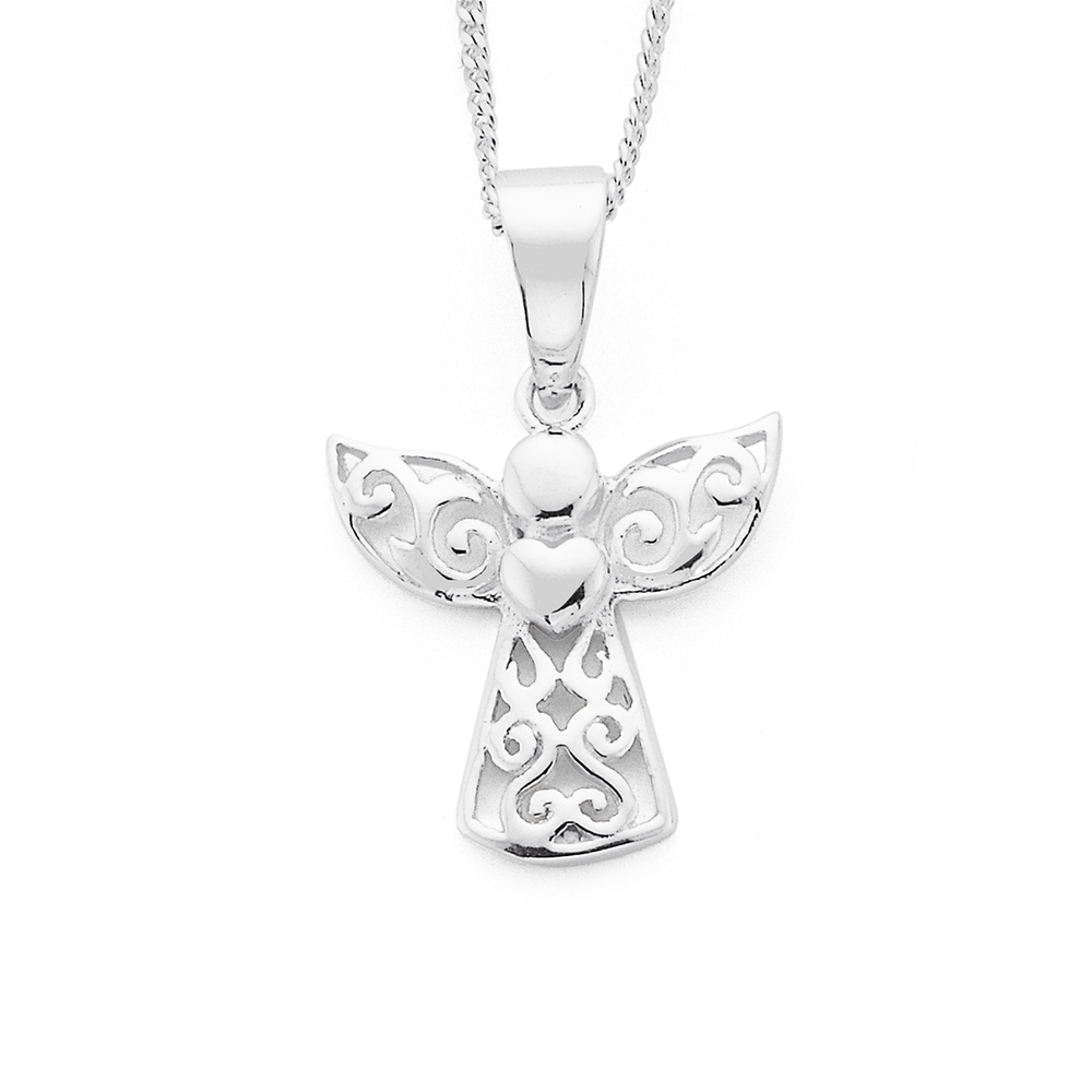 Jane Seymour open heart 1/10 ct wt diamond 14k Angel necklace . Great Gift  - Catania Gomme S.r.l.