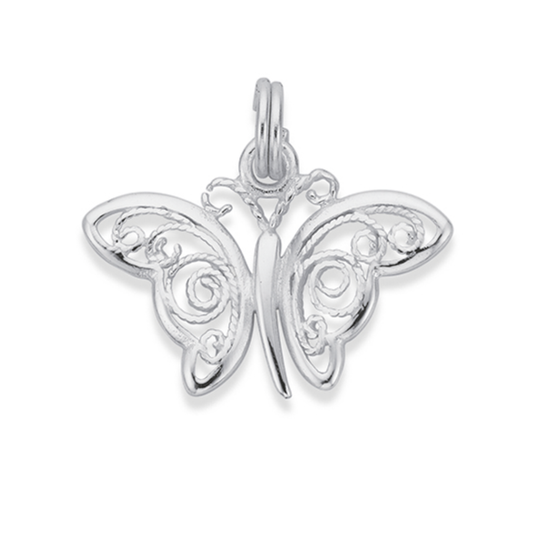 Silver Filigree Butterfly Charm
