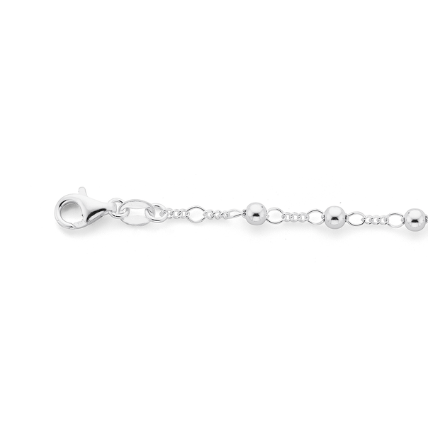 Silver Fine Figaro & Ball Bracelet