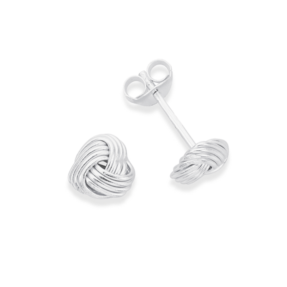 Silver Fine Wool Knot Stud Earrings Prouds