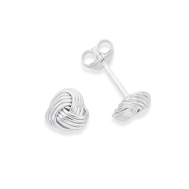 Silver Fine Wool Knot Stud Earrings