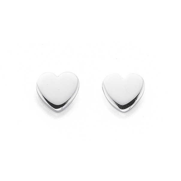 Silver Flat Heart Shape Stud Earrings