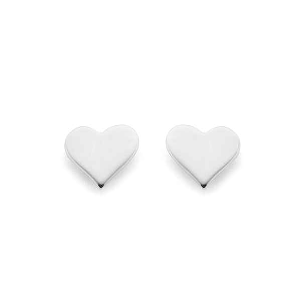 Silver Flat Heart Stud Earrings