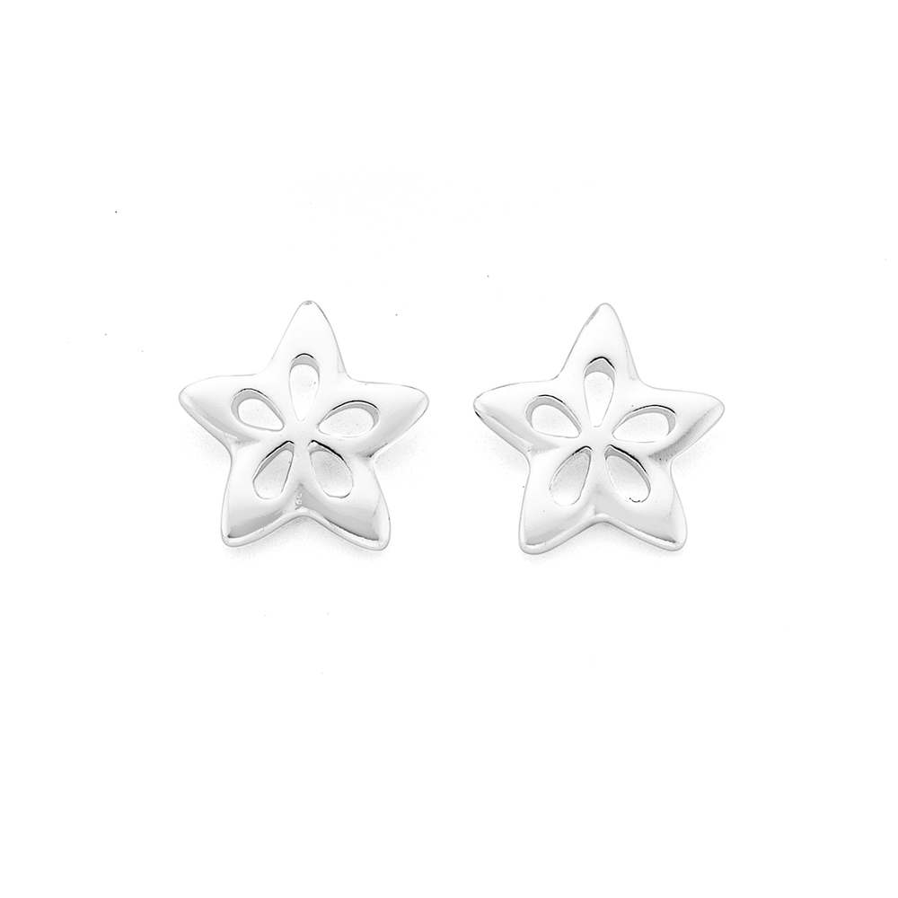 Silver flower stud earrings discount