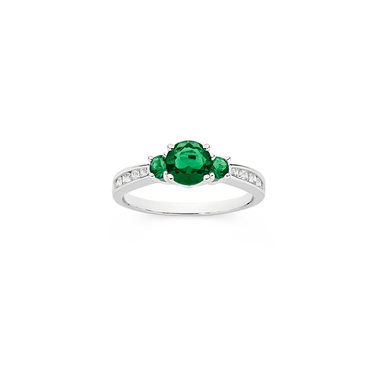 Silver Green Oval & Cz Dress Ring Size P in Green | Prouds Silver Green Oval & Cz Dress Ring Size P in Green | Prouds