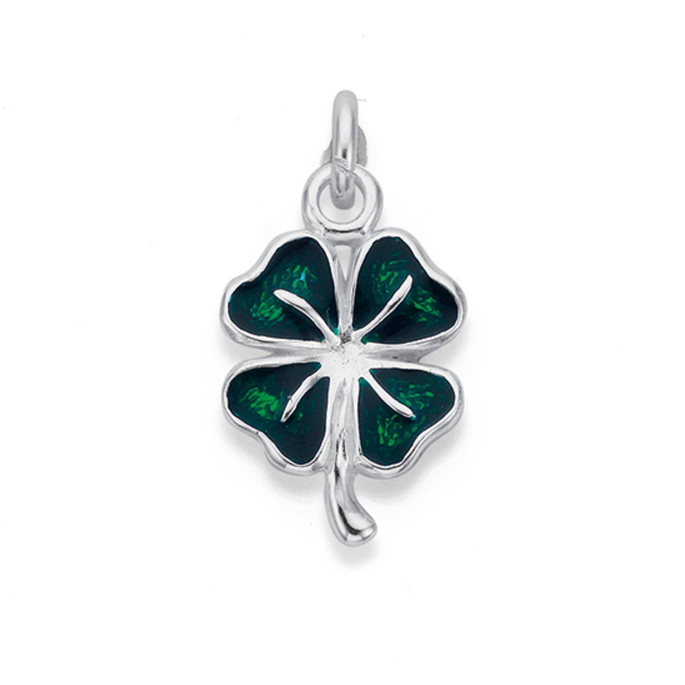 silver green enamel 4 leaf clover charm 1441668 168568