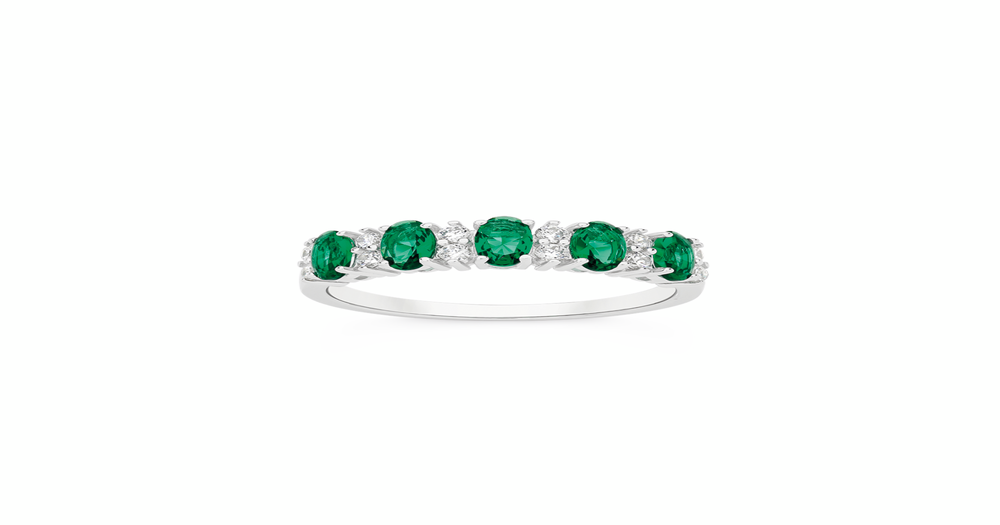 green dress ring Emerald & Diamond Cluster Dress Ring – Rocks Jewellers main image 0