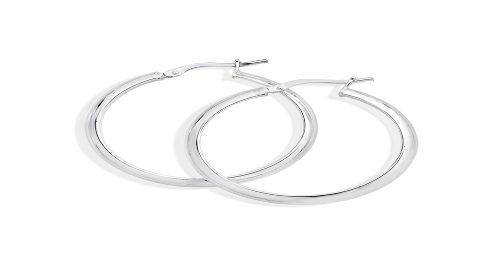 Silver Half Round Tube Hoop Earrings Prouds