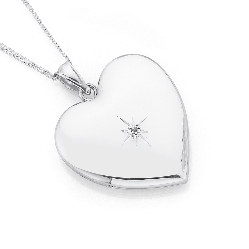 WARREN JAMES SILVER Diamond Heart Necklace £3.99 - PicClick UK