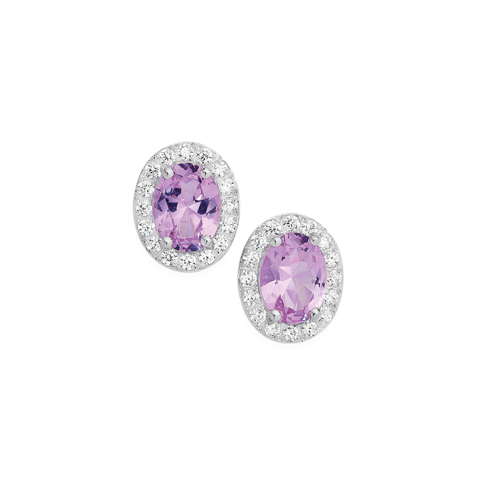 Pink ice stud earrings sales