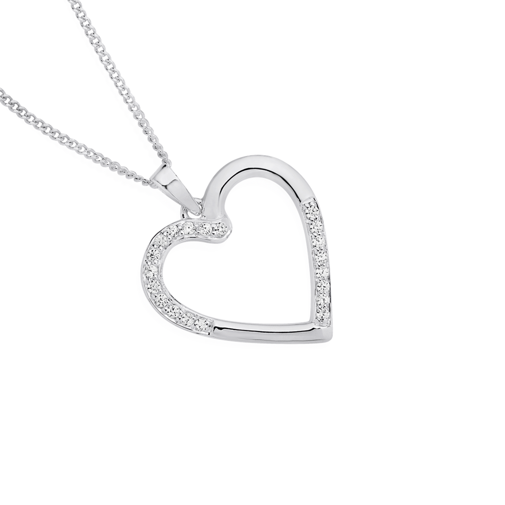 Large silver store heart necklace