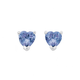 Silver Lavender Cubic Zirconia Claw Stud Heart Earrings