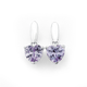 Silver Lavender Cubic Zirconia Heart Earrings
