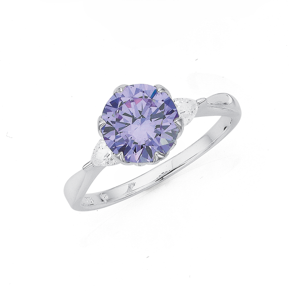 Silver Lavender CZ Dress Ring