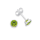 Silver Light Green CZ 5mm Round Bezel Earrings